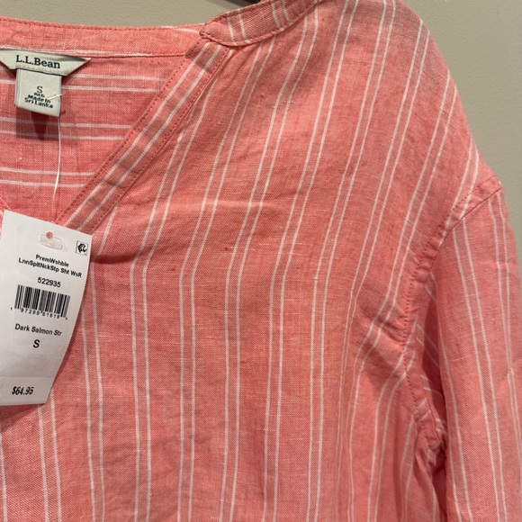 L.L. Bean Women's Premium Washable Linen Shirt, Splitneck Stripe - Picture 5 of 6